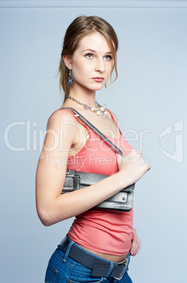 Beautiful woman with bag