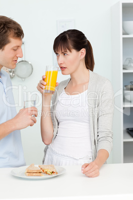 Lovers having breakfast together