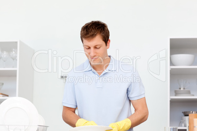 Man washing dishes