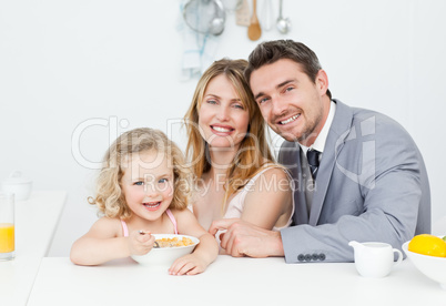 Family having breakfast together