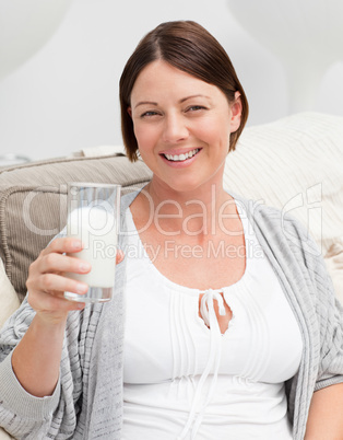 Pregnant woman drinking milk