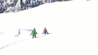 Snowboard teenagers climbing snow mountain P HD 8409