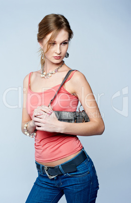 Beautiful woman with bag