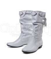 White leather boots