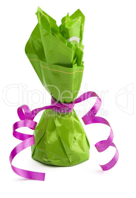Chocolate  cone candy wrapped in green