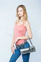 Beautiful woman with bag