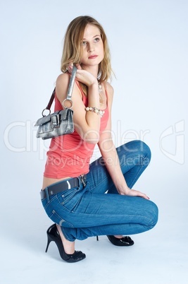 Beautiful woman with bag