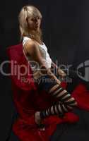 Girl at black background