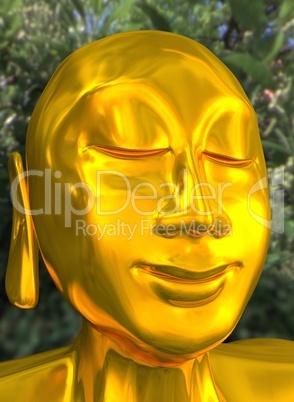 Gold Buddha im Garten