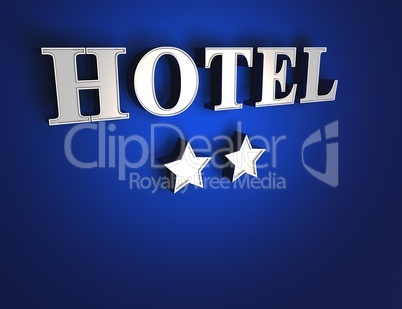 2 Sterne Hotel Schild - Silber auf Blau