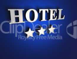 3 Sterne Hotel Schild - Silber auf Blau