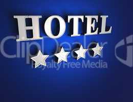 4 Sterne Hotel Schild - Silber auf Blau