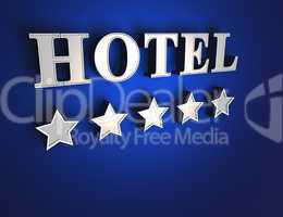 5 Sterne Hotel Schild - Silber auf Blau