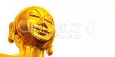 ZEN Buddha Gesicht Gold Weiß 02