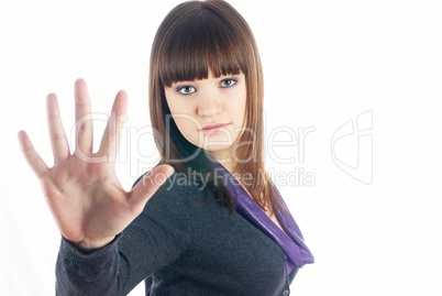 Girl with stop gesture