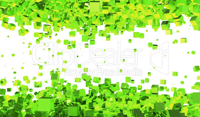 Fliegende 3D Würfel Grün 01 - Hintergrund