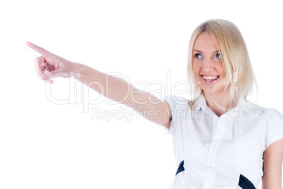 Woman with pointing finger