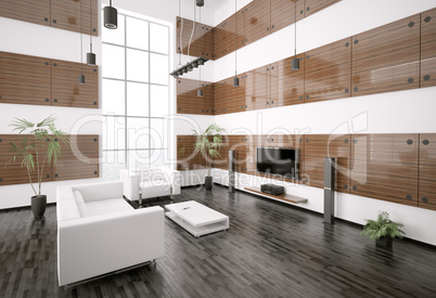Modern living room interior 3d render
