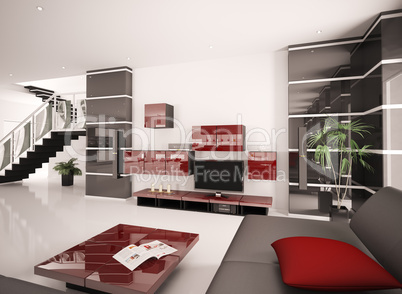 Modern living room interior 3d render