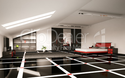 Modern bedroom interior 3d render