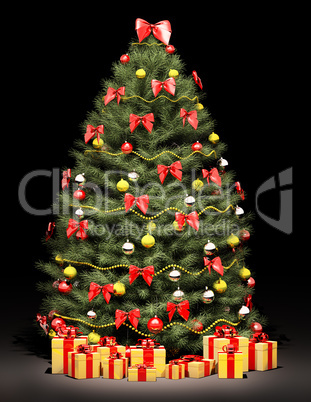 Christmas tree over the black 3d