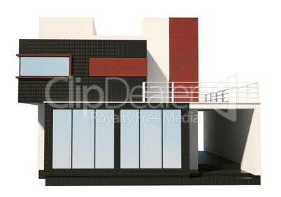 Front of modern private house exterior 3d render