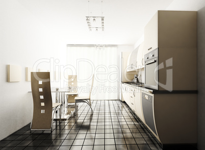 modern kitchen 3d render