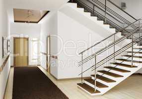 Interior with stair 3d