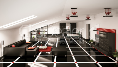 Penthouse interior 3d render