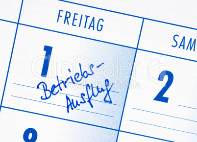 Betriebsausflug - Termin Kalender