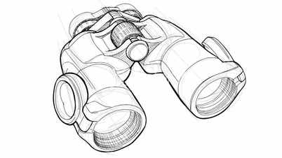 Binoculars - black and white sketch