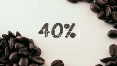 percentage.  written on white under coffee