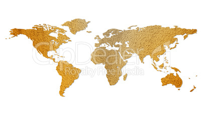 Weltkarte - braun strukturiert, freigestellt (isolated world map)