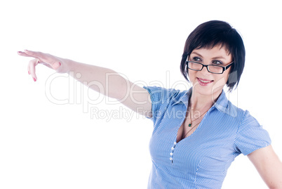 Woman with pointing finger