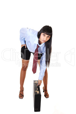 Girl with briefcase.