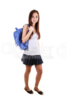 Schoolgirl with backpack.