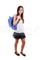 Schoolgirl with backpack.