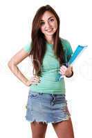 Schoolgirl with notebook.
