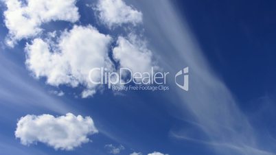 timelapse cirrus and cumulus clouds on summer sky