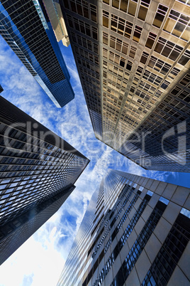 HDR Photograph Of Modern Office Building Skyscrapers & Clouds