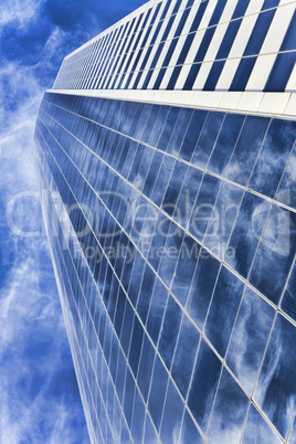 HDR Photograph Of Modern Office Building Skyscraper & Clouds
