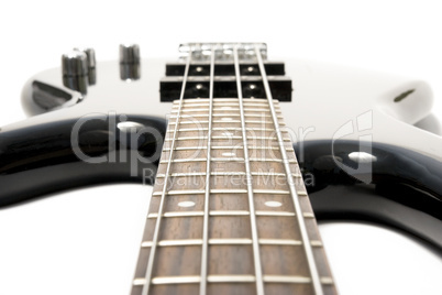 black bass guitar with strained strings