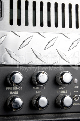 black and metallic guitar amplifier panel