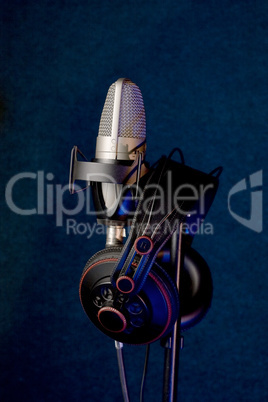 studio microphone and headphones