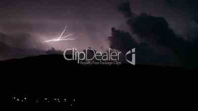 Dramatic lightning with timelapse clouds