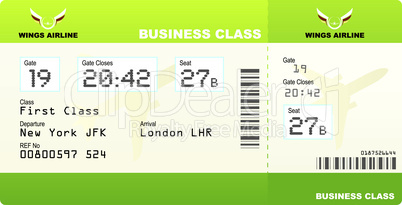 plane tickets business class green