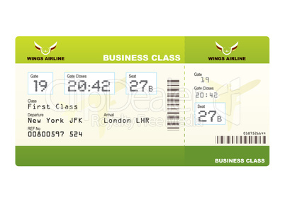 plane tickets business class green