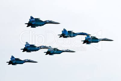 Six airplanes SU-27