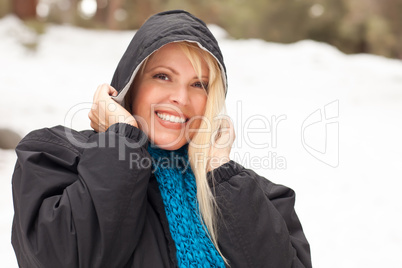 Attractive Woman Having Fun in the Snow