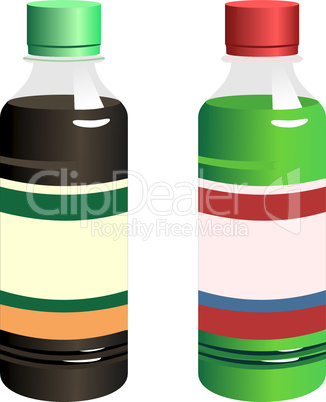 Illustration set of two bottle with label